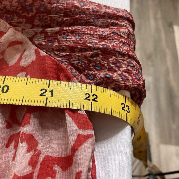 Free People Women's Red Hendrix Patchwork‎ Top Size XS Flowy Boho Oversized - Picture 4 of 9